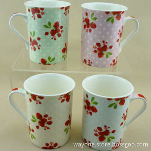 4pcs Mug Set, 9oz, with Strawberry Design, Ideal for Gifts and Promotional Purposes